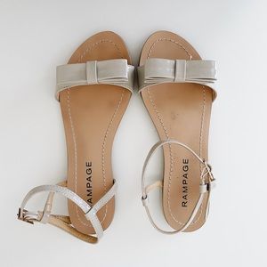 Rampage greyish-beige patent bow sandals